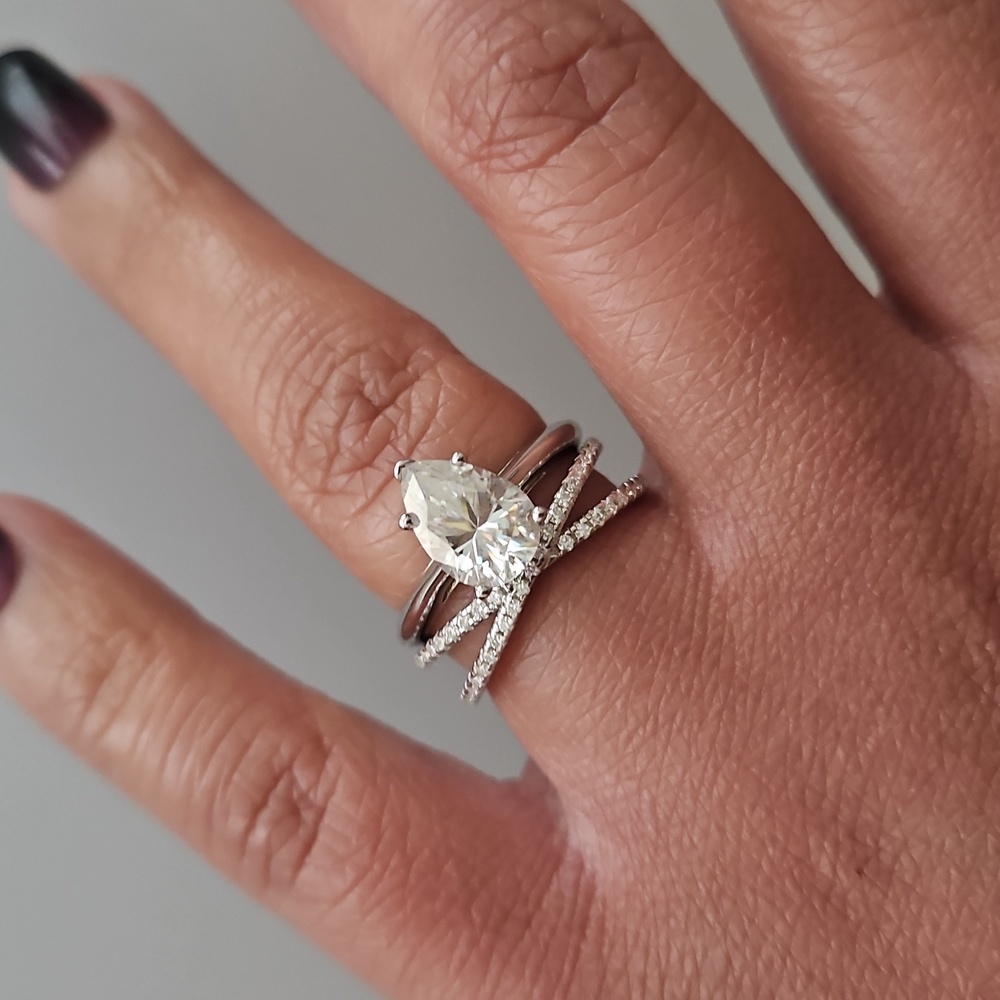 2ct Pear Moissanite Solitaire Ring - image 7